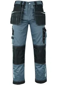 MS9 Mens Hi Viz Cargo Combat Holster Pockets Tactical Working Work Trouser Trousers Pants Jeans E1, Grey - 38W/30L