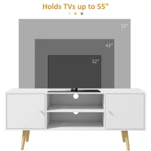 HOMCOM TV Unit Cabinet for TVs up to 55 Inches W/ Shelves and Cupboards, White