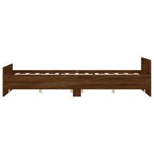 Berkfield Bed Frame with Headboard and Footboard Brown Oak 160x200 cm