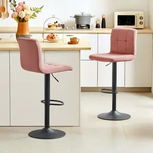 Paynter Swivel Adjustable Height Stool (Set of 2) Pink