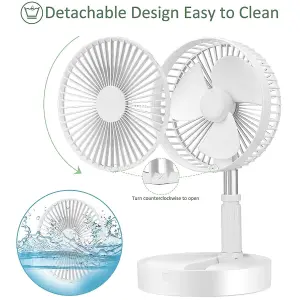 Table Desk Fan - Adjustable Pedestal Fan - Folding & Portable With 7200mah Rechargeable Battery - Telescopic Multifunctional Fan