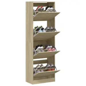 Berkfield Shoe Cabinet with 4 Flip-Drawers Sonoma Oak 60x34x187.5 cm