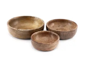 Mango Wood Round Bowls Three Piece