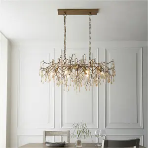 Multi Arm Hanging Ceiling Pendant Light - Aged Gold Paint & Champagne Lustre Glass Shade - 6 x 6W LED E14