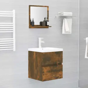 Berkfield Bathroom Mirror Smoked Oak 40x10.5x37 cm Engineered Wood