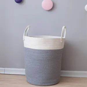 Grey Woven Laundry Storage Basket Baby Kids Toys Storage Laundry Hamper Clothes Storage Bag