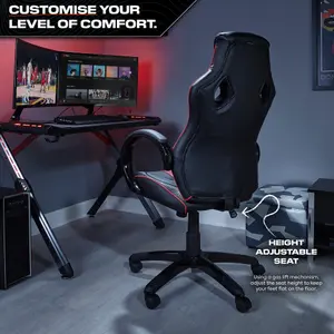 X-Rocker Maverick Gaming Chair PC Home Office Swivel PC Gaming Seat - BLACK / RED