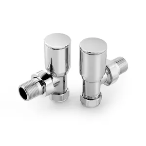 EMKE Radiator Valve Angled Chrome 15mm 1/2'' Pair Radiator Valves for Towel Rails Central Heating Radiators