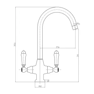 Renaissance  Kitchen Sink Mixer Tap Twin Lever Brushed Nickel