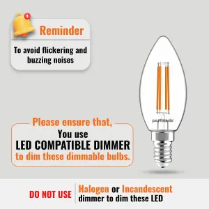 paul russells LED Filament Dimmable Candle Bulb, SES E14, 4.5W 470 Lumens, 40w Equivalent, 2700K Warm White, Pack of 10