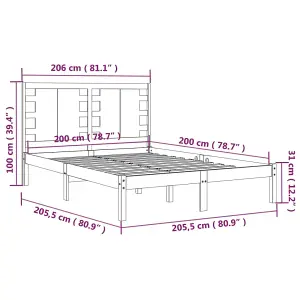 Berkfield Bed Frame Black Solid Wood Pine 200x200 cm