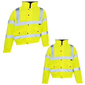 Extra Large Safety Security High Visibility Workwear Bomber Jacket Waterproof Security Reflective Jacket With Fluorescent Hood