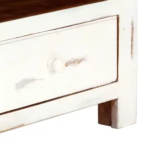 Berkfield TV Cabinet White 120x30x40 cm Solid Acacia Wood