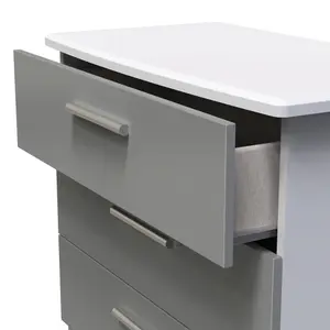 Harrow 3 Drawer Chest in Grey Gloss (Ready Assembled)