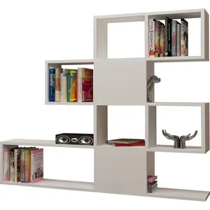 Karlin Geometric Bookcase Bookshelf Shelving Unit White