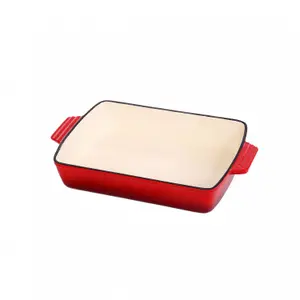 Oypla Cast Iron Red Enamel Roasting Pan Casserole Dish