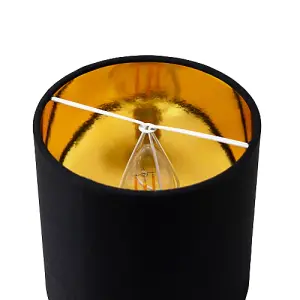 Contemporary Black Cotton 6 Clip-On Candle Lamp Shade with Shiny Golden Inner