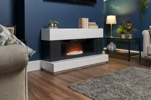 Adam Verona Fireplace Suite in Pure White & Charcoal Grey, 48 Inch