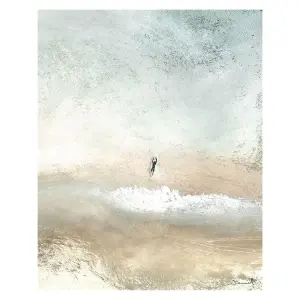 Dan Hobday Lone Surfer Canvas Print Grey/Brown (80cm x 60cm)