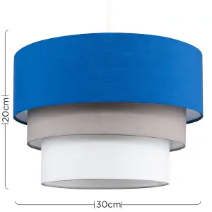 ValueLights Aztec Blue Ceiling Pendant Shade and B22 GLS LED 10W Warm White 3000K Bulb