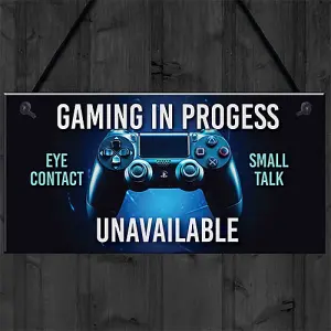 Red Ocean Funny Gaming In Progress Boys Bedroom Sign - Gamer Gift Gaming Sign For Boys Bedroom - Birthday Christmas Gift