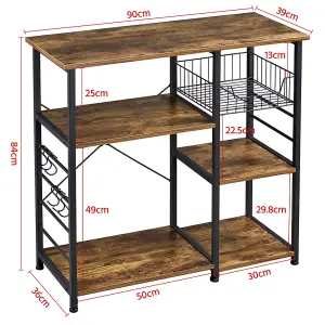 Yaheetech Kitchen Storage Rack with Shelfs Rustic Brown