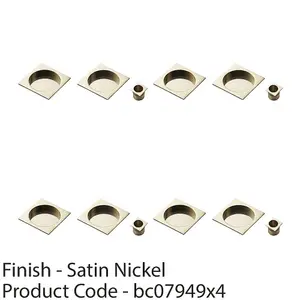 4 PACK - 30mm Sliding Door Rose & 2x 53mm Square Flush Finger Pulls - Satin Nickel