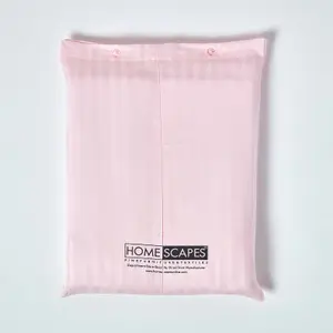 Homescapes Pink Egyptian Cotton Satin Stripe Flat Sheet 330 TC, Double