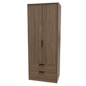 Fuji 2 Door 2 Drawer Wardrobe in Carini Walnut (Ready Assembled)