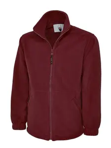 Uneek - Unisex Classic Full Zip Micro Fleece Jacket - Half Moon Yoke - Maroon - Size XS