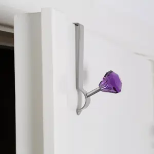 Essentials by Premier Over Door Purple Diamante Single Hook