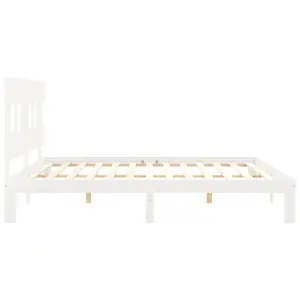 Berkfield Bed Frame with Headboard White Super King Size Solid Wood