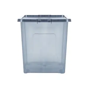 Wham Crystal 4x 80L Plastic Storage Boxes with Lids. Large Size, Strong. Made in the UK Tint Smoke