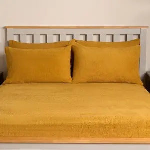 Teddy Fleece Pillowcase Cover Bedding Set 2 x Thermal, 50 x 75cm -  Ochre