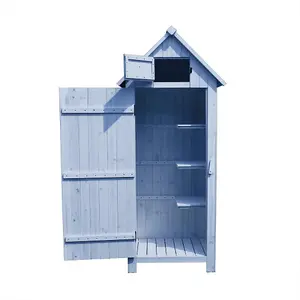 Outdoor Bideford Garden Wooden Storage Cabinet Tool Shed - Blue