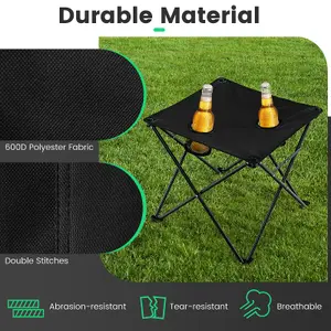 Costway 3 Piece Camping Chairs & Table Set Outdoor Foldable Lawn Chair Table w/ Carrying Bag