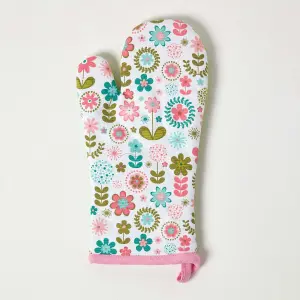 Homescapes Retro Flower Cotton Oven Glove