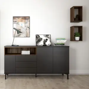 Cube Floating Wall Shelf Unit in Walnut