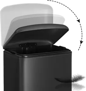 SONGMICS Trash Can, Rubbish Bin, Pedal Operated, with Airtight Lid and Inner Bucket, Soft Closing, Black