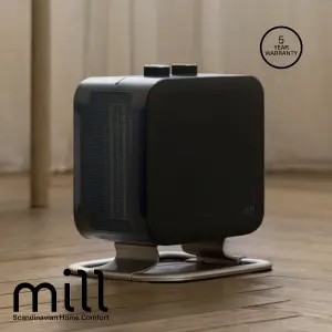 Mill Compact Fan Heater 1800W with Aluminium Foot - Black