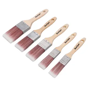 5pc Synthetic Paint Brush Painting + Decorating Brushes Wooden Handle 1" - 2"