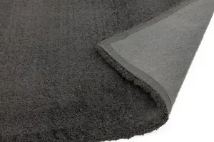 Charcoal Shaggy Modern Plain Easy to clean Rug for Dining Room Bed Room and Living Room-160cm X 230cm