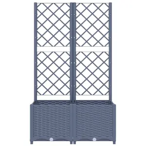 Berkfield Garden Planter with Trellis Dark Grey 80x40x136 cm PP