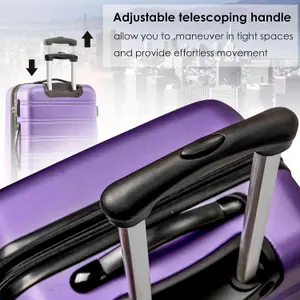 ABS Hard Shell Travel Trolley Suitcase 4 wheel Luggage Set Hand Luggage, (28 Inch, Purple)