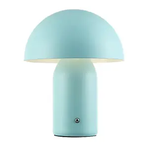 Modern Rechargeable Mushroom Table Lamp in Mat Duck Egg with Touch Dimmer Button