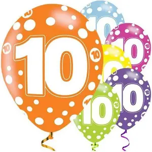 Amscan Latex 10th Birthday Balloon (Pack of 6) Multicoloured (One Size)