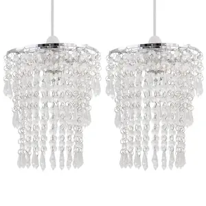 First Choice Lighting Set of 2 Clear Jewel Tiered Light Shades