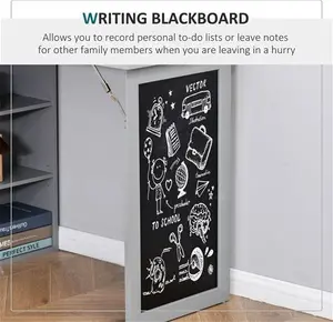 HOMCOM Fold-Out Convertible Writing Desk Wall Mount Cabinet With Blackboard And Side Shelf Multi-Function Home Office Workstation, Grey | Aosom UK