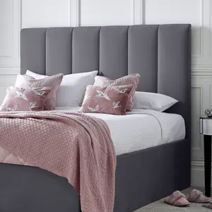 Linea Grey Upholstered Ottoman - Double Bed Frame Only