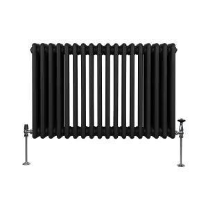 Traditional 3 Column Radiator - 600 x 832 mm - Black